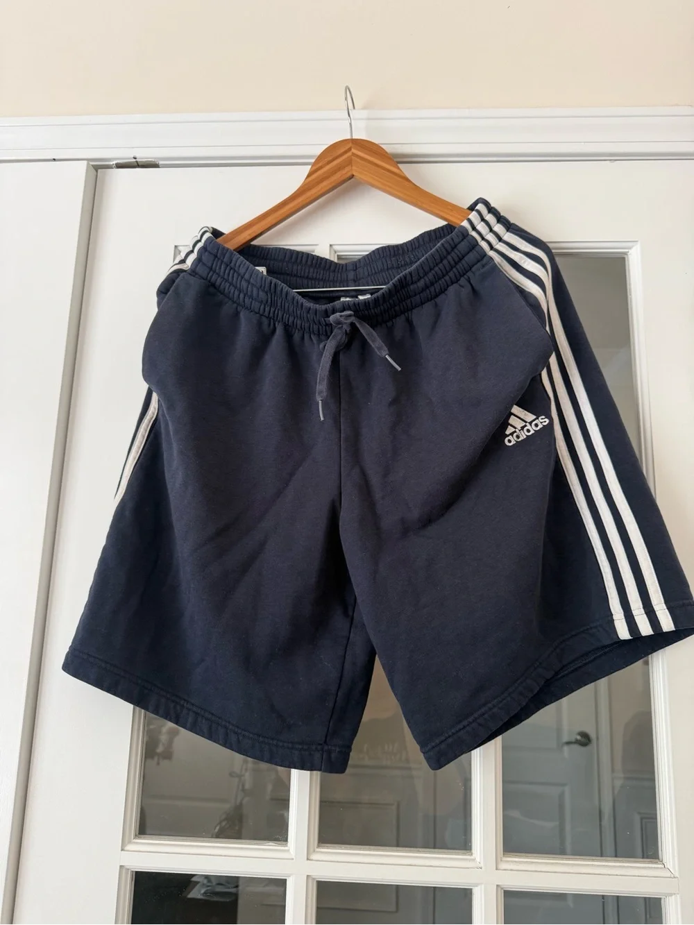 Adidas navy Men's Black Three-Stripe Athletic Shorts men’s XL